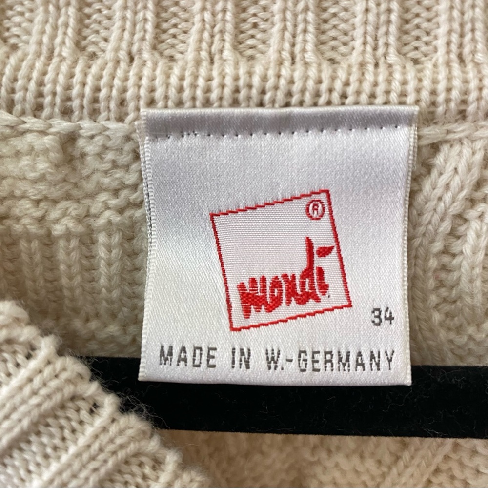 Mondi vintage tassel trimmed cableknit cream sweater size Small - Picture 2 of 9